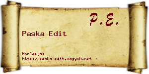 Paska Edit névjegykártya